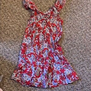 Red/pink with white flowers dress